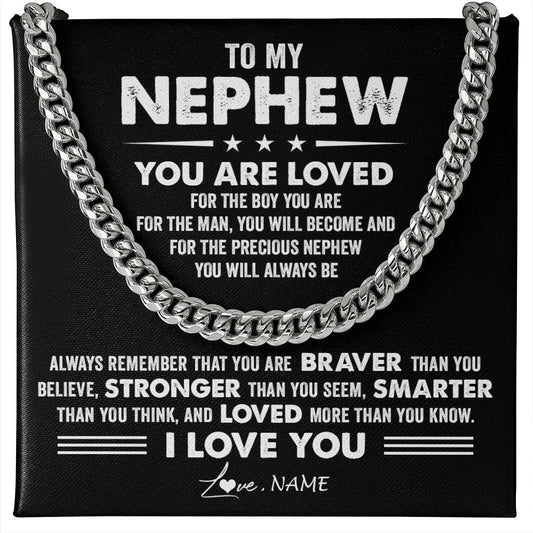 Personalized To My Nephew Necklace From Aunt Uncle Auntie Cuban Chain You Are Loved Nephew Birthday Graduation Christmas Customized Gift Box Message Card