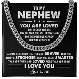 Personalized To My Nephew Necklace From Aunt Uncle Auntie Cuban Chain You Are Loved Nephew Birthday Graduation Christmas Customized Gift Box Message Card