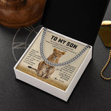 Personalized To My Son Cuban Necklace From Mom Fahter Never Forget That I Love You Lion Son Birthday Graduation Christmas Customized Gift Box Message Card