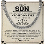 Personalized To My Son Cuban Necklace From Mom Mother Dad I Closed My Eyes For A Moment Son Birthday Graduation Christmas Customized Gift Box Message Card