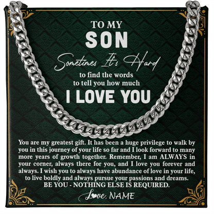 Personalized To My Son Necklace Cuban From Mom Dad Mother Father You Are My Greatest Gift Son Birthday Graduation Christmas Customized Gift Box Message Card