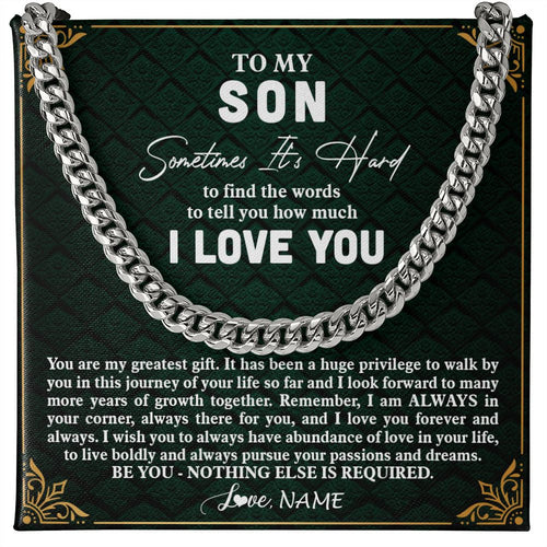 Personalized To My Son Necklace Cuban From Mom Dad Mother Father You Are My Greatest Gift Son Birthday Graduation Christmas Customized Gift Box Message Card