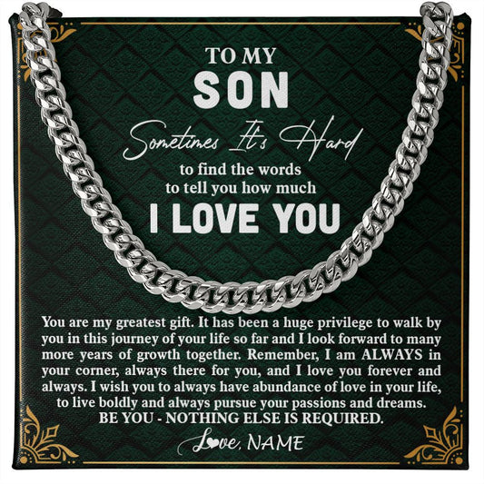 Personalized To My Son Necklace Cuban From Mom Dad Mother Father You Are My Greatest Gift Son Birthday Graduation Christmas Customized Gift Box Message Card