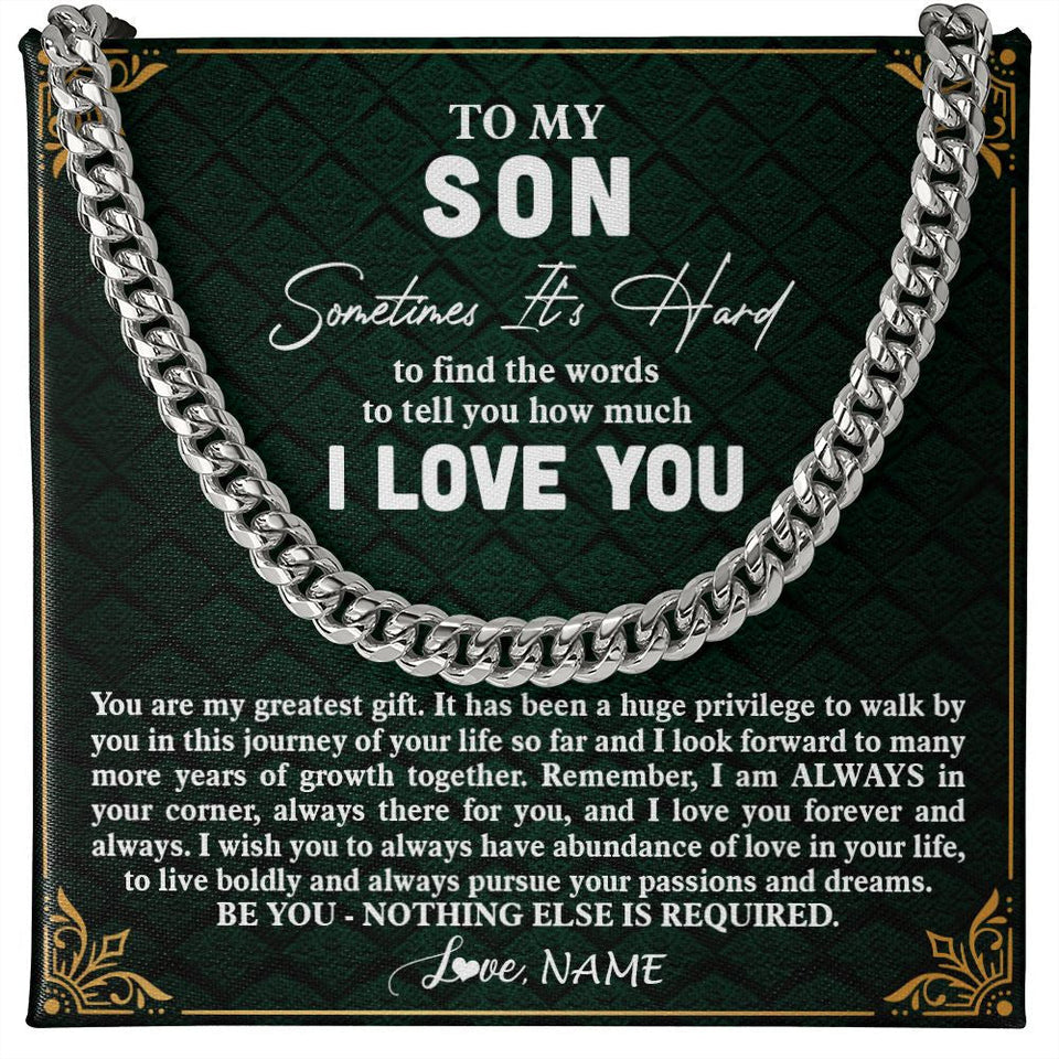 Personalized To My Son Necklace Cuban From Mom Dad Mother Father You Are My Greatest Gift Son Birthday Graduation Christmas Customized Gift Box Message Card