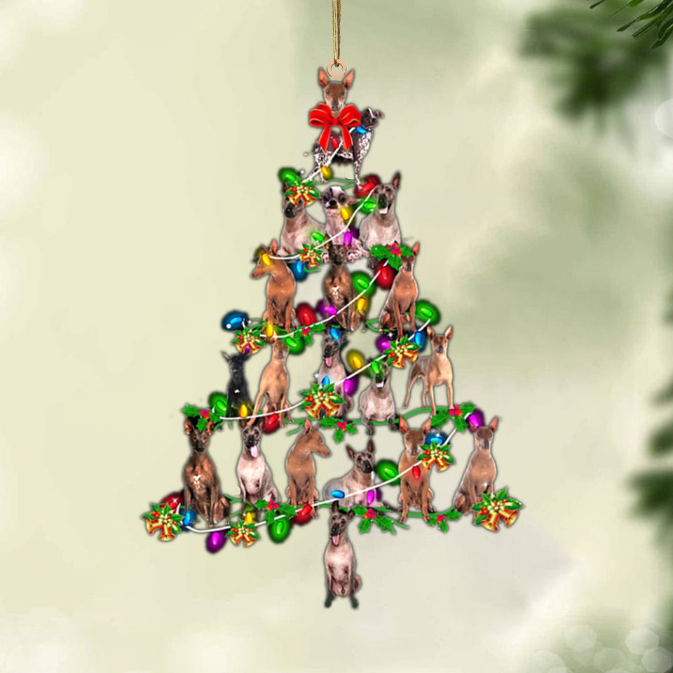 Ornament- Peruvian Hairless Dog-Christmas Tree Lights-Two Sided Ornament, Christmas Ornament, Car Ornament