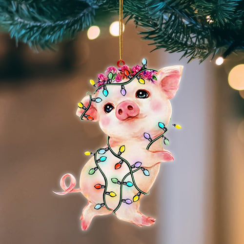 Pig Christmas Light Hanging Ornament, Animal Christmas Ornaments