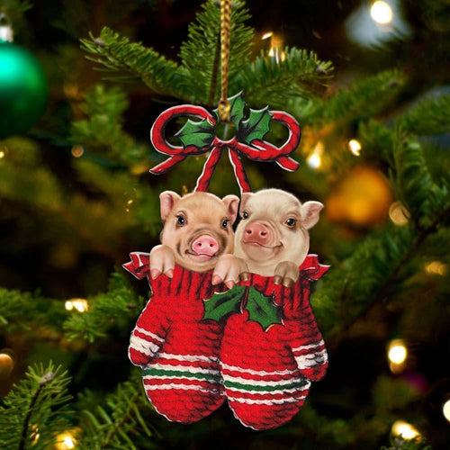 Pigs Inside Your Gloves Christmas Holiday-Two Sided Ornament Christmas 2022 Ornament Gift