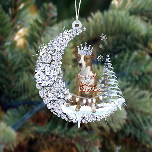 Pit Bull Diamond Moon Merry Christmas Ornament Christmas Tree Hanging Ornament