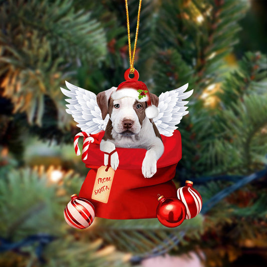 Pit Bull Angel Gift From Santa Christmas Ornament, Dog Flat Acrylic Ornament