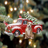Godmerch- Ornament- Pitbull-Cardinal & Truck Two Sided Ornament, Happy Christmas Ornament, Car Ornament