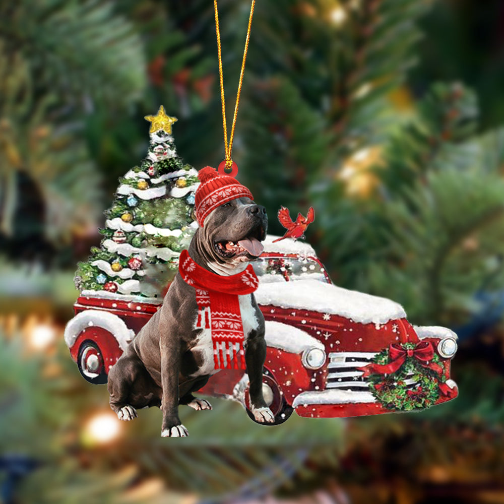 Godmerch- Ornament- Pitbull-Christmas Car Two Sided Ornament, Happy Christmas Ornament, Car Ornament