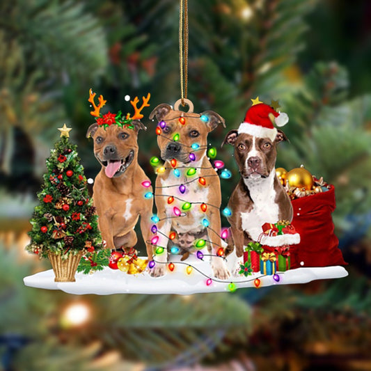 Godmerch- Ornament- Pitbull-Christmas Dog Friends Hanging Ornament, Happy Christmas Ornament, Car Ornament