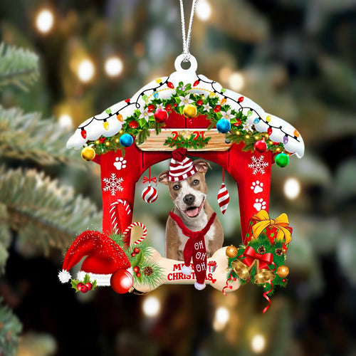 Godmerch- Ornament- Pitbull-Christmas House Two Sided Ornament, Happy Christmas Ornament, Car Ornament