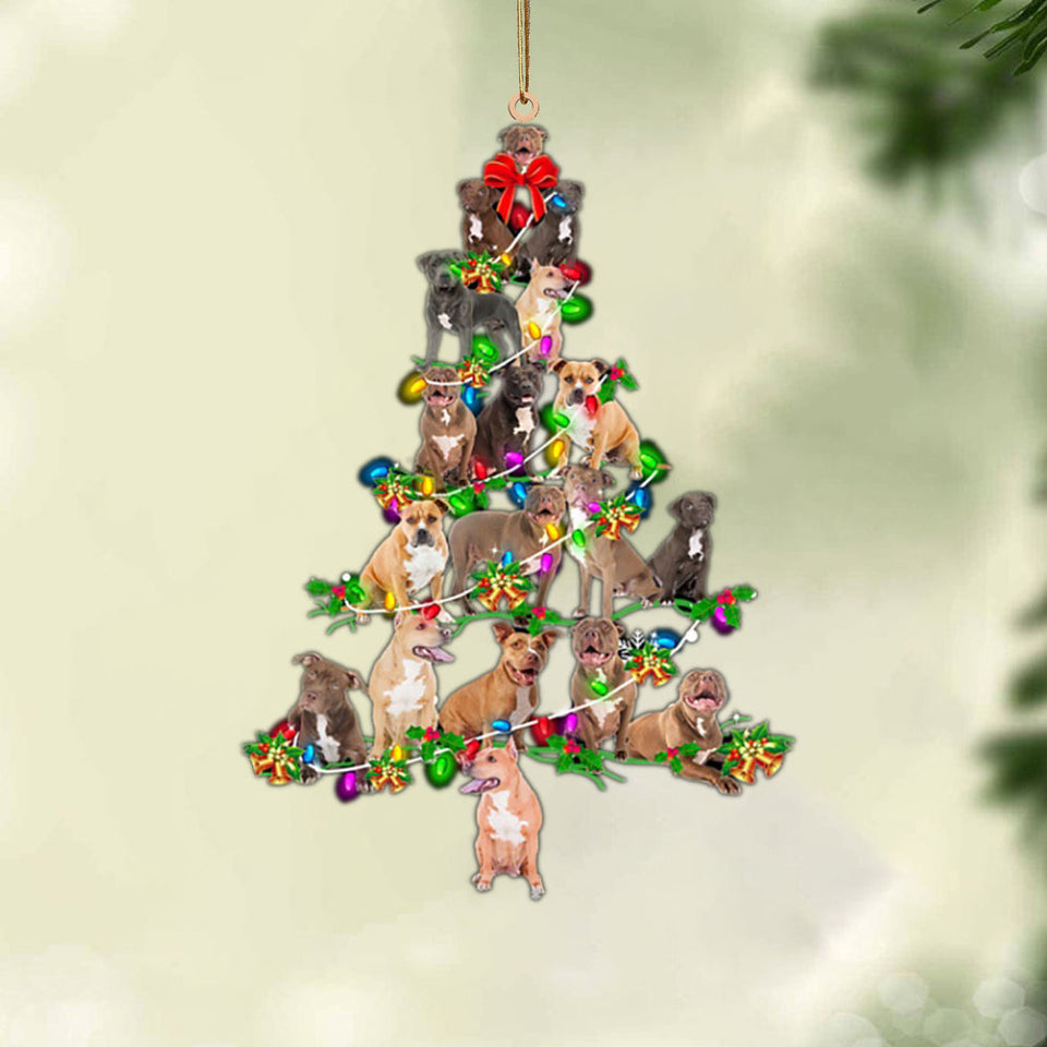 Godmerch- Ornament- Pitbull-Christmas Tree Lights-Two Sided Ornament, Happy Christmas Ornament, Car Ornament