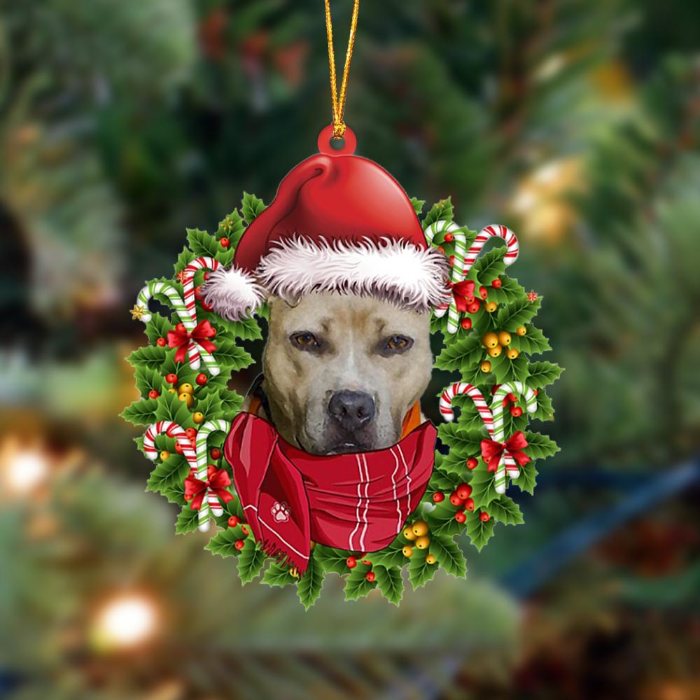 Godmerch- Ornament- Pitbull 1-Xmas Bandana Hanging Ornament, Happy Christmas Ornament, Car Ornament