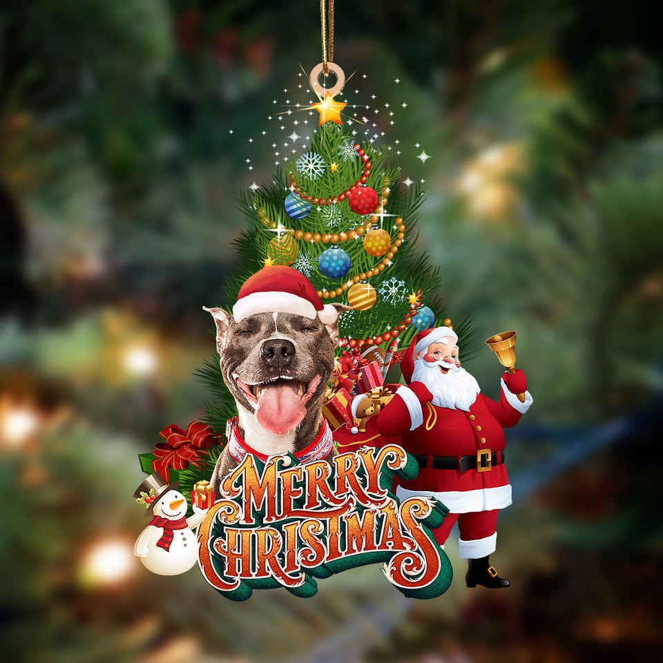 Godmerch- Ornament- Pitbull 2-Christmas Tree&Dog Hanging Ornament, Happy Christmas Ornament, Car Ornament