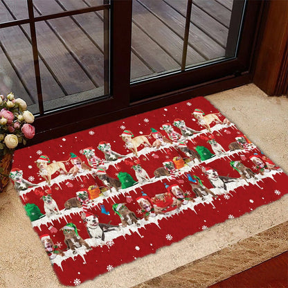 Pitbull Snow Merry Christmas Doormat