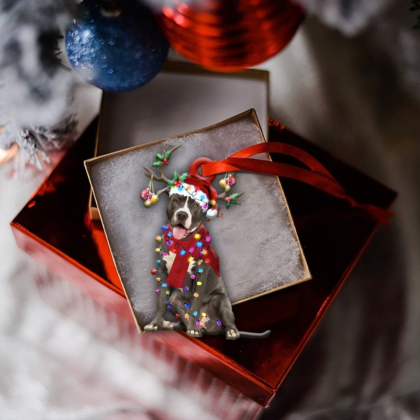 Pitbull Christmas Shape Ornament