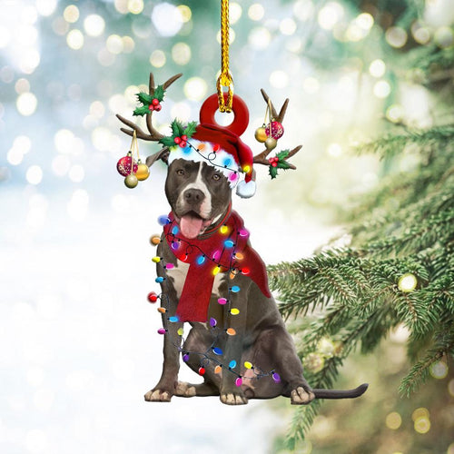Godmerch- Ornament- Pitbull Christmas Shape Ornament, Happy Christmas Ornament, Car Ornament