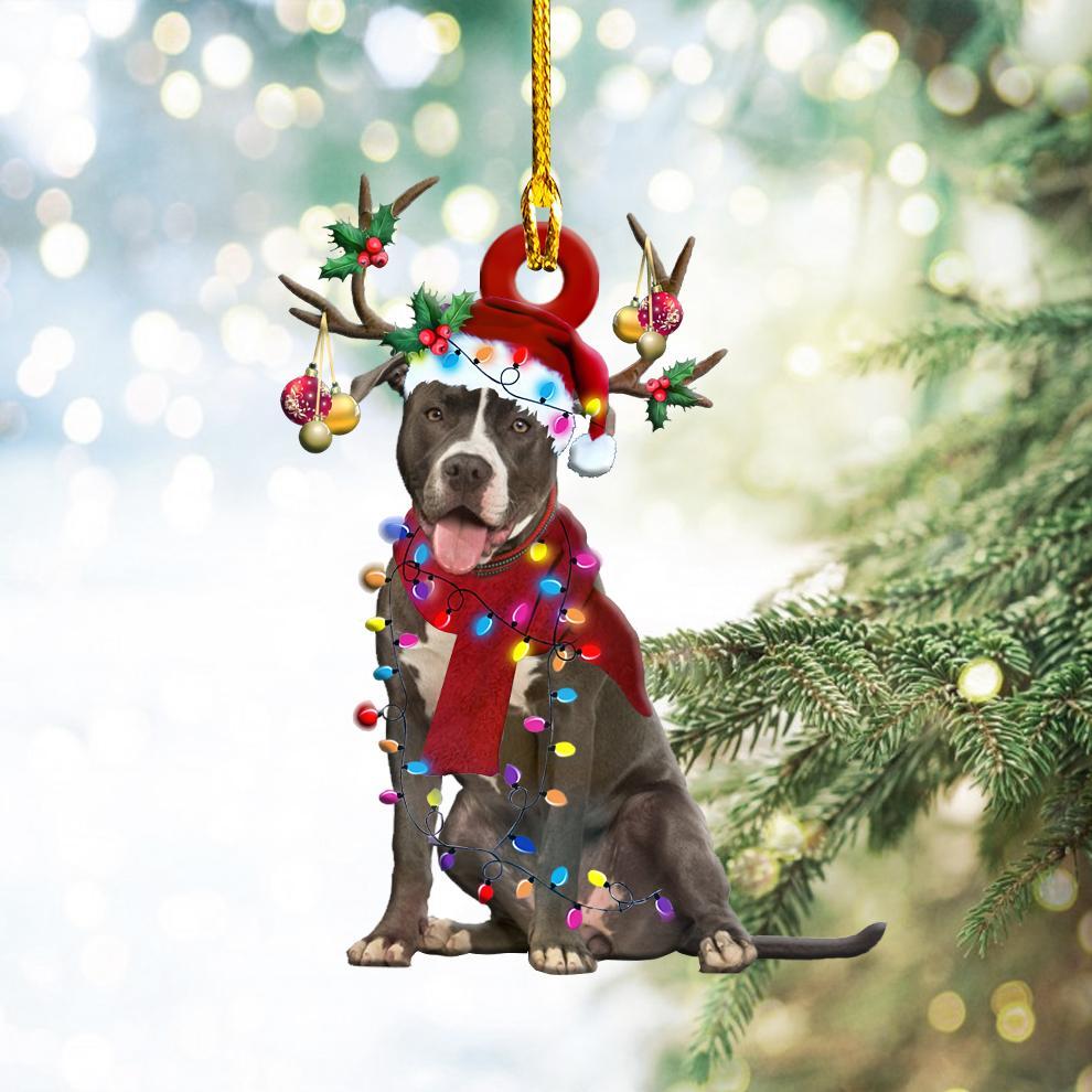 Godmerch- Ornament- Pitbull Christmas Shape Ornament, Happy Christmas Ornament, Car Ornament