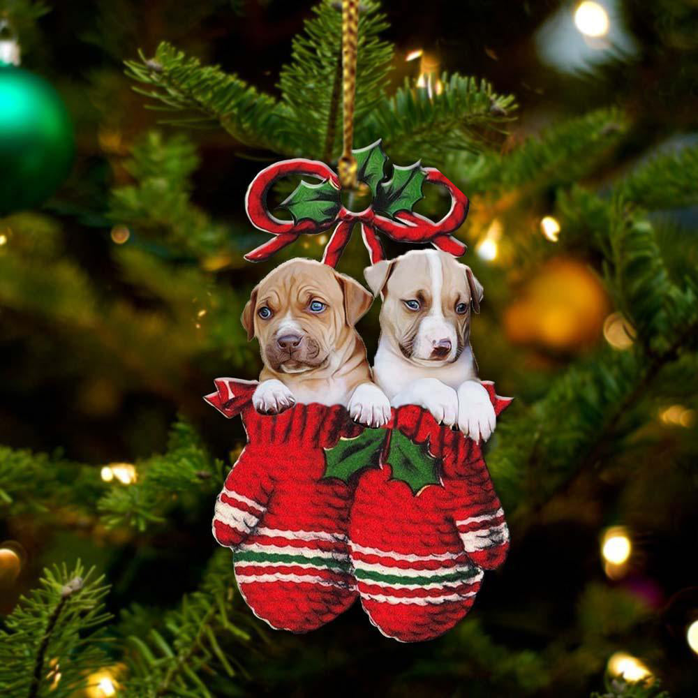 Pitbull Inside Your Gloves Christmas Holiday-Two Sided Ornament Christmas 2022 Ornament Gift