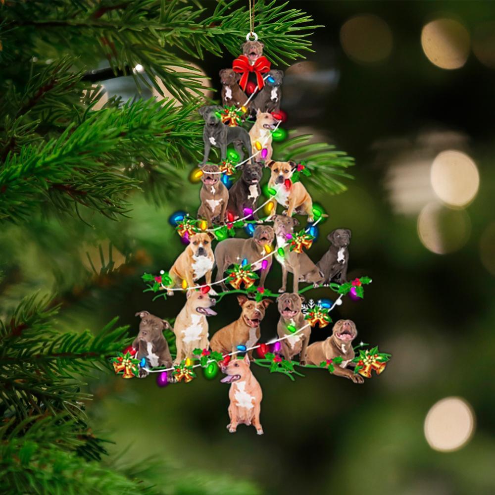 Pitbull-Christmas Tree Lights-Two Sided Ornament