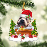 Pitbull In The Chimney Hanging Ornament Dog Christmas Ornament