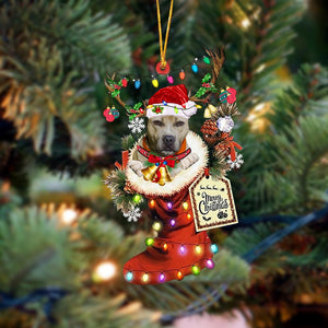 Godmerch- Ornament- Pitbulll 1-Xmas Boot-Two Sided Ornament, Happy Christmas Ornament, Car Ornament