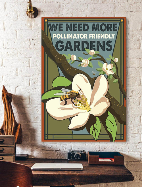 Pollinator Friendly Gardens Gardening Bee Canvas And Poster, Wall Decor Visual Art