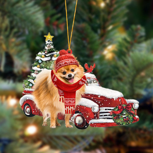 Pomeranian Christmas Car Two Sided Ornament Dog Ornament Godmerch