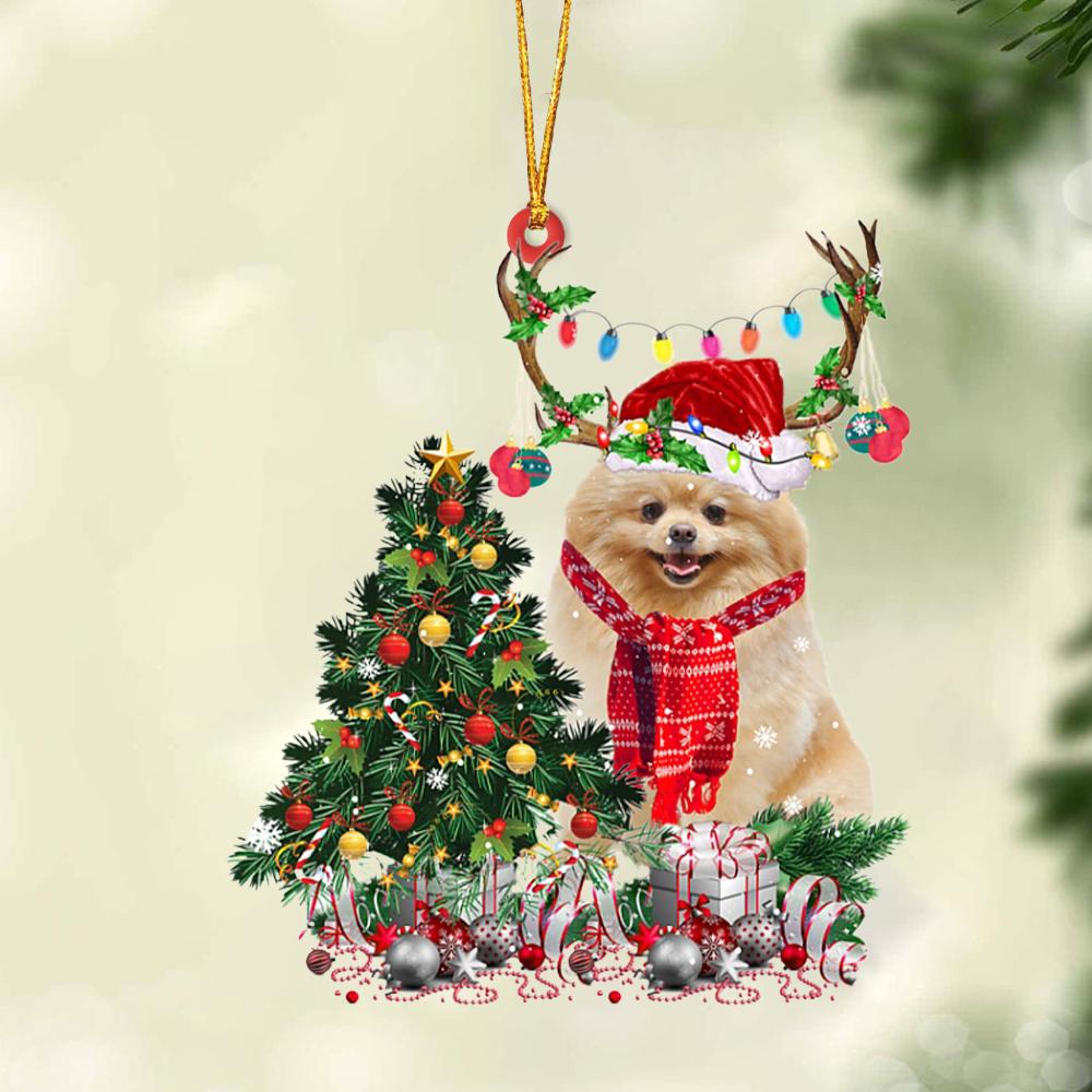 Godmerch- Ornament- Pomeranian-Christmas Tree Gift Hanging Ornament, Happy Christmas Ornament, Car Ornament