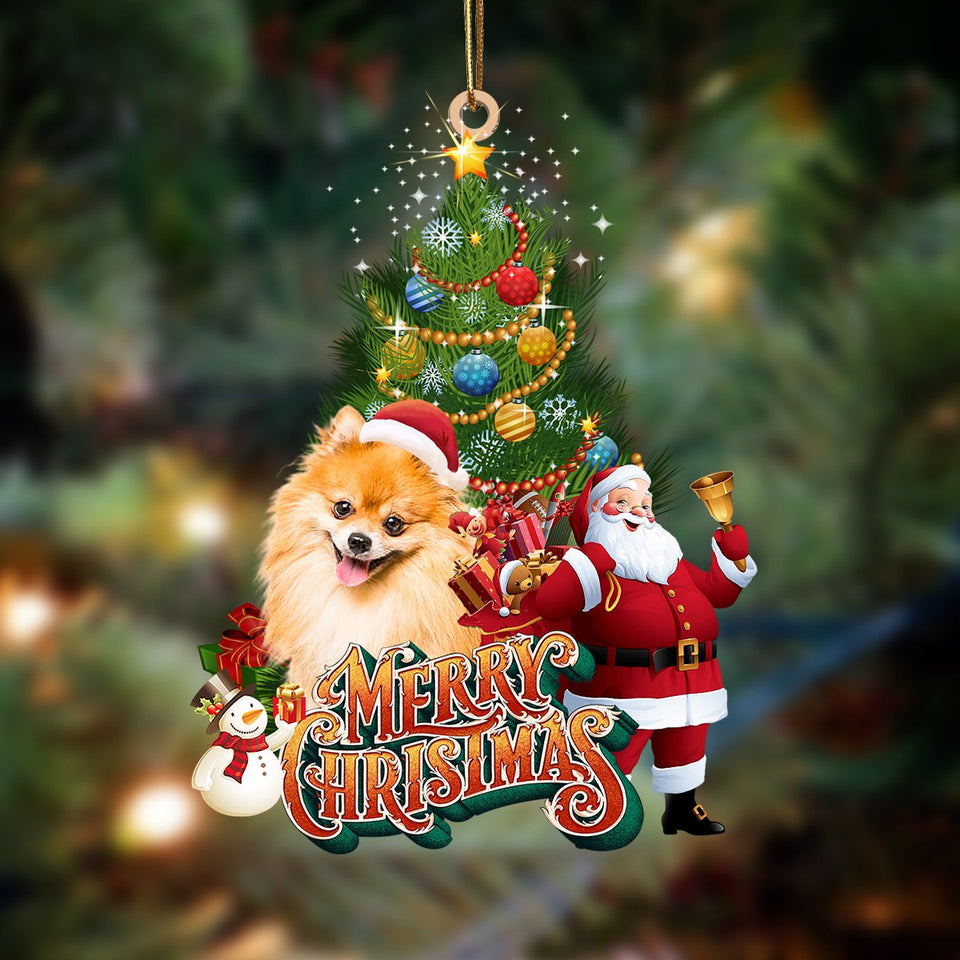 Godmerch- Ornament- Pomeranian-Christmas Tree&Dog Hanging Ornament, Happy Christmas Ornament, Car Ornament
