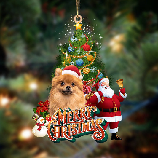 Godmerch- Ornament- Pomeranian 2-Christmas Tree&Dog Hanging Ornament, Happy Christmas Ornament, Car Ornament