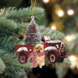 Godmerch- Ornament- Pomeranian 2-Christmas Truck Two Sided Ornament, Happy Christmas Ornament, Car Ornament