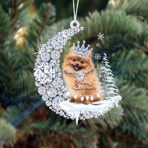 Pomeranian Diamond Moon Merry Christmas Ornament Christmas Gifts
