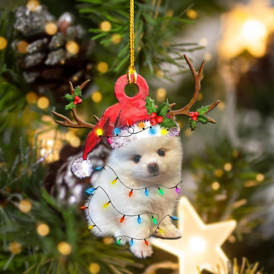 Godmerch- Ornament- Pomeranian Christmas Shape Ornament, Happy Christmas Ornament, Car Ornament