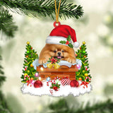 Pomeranian In The Chimney Hanging Ornament Dog Christmas Ornament