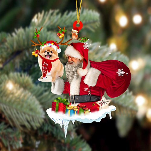 Pomeranian And Santa Claus Christmas Ornament Godmerch