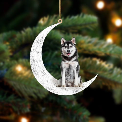 Pomsky Sit On The Moon Two Sided Ornament Dog Hanging Christmas Ornament