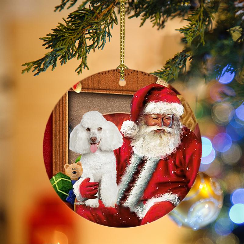 Godmerch- Ornament- Poodle-2 With Santa Christmas Ornament, Happy Christmas Ornament, Car Ornament
