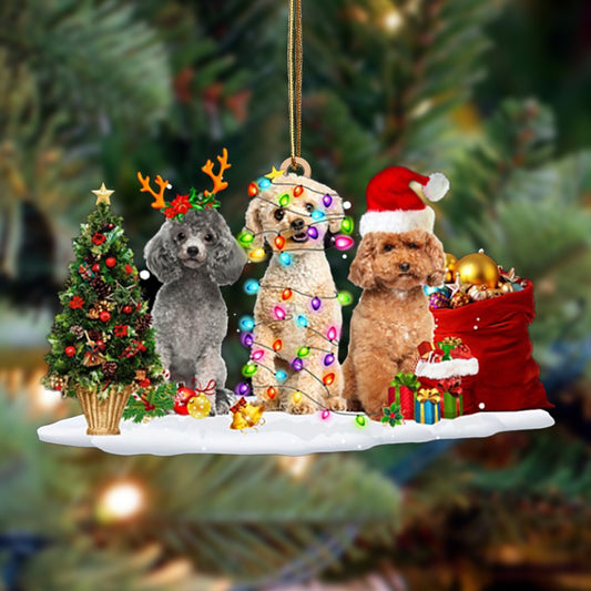 Godmerch- Ornament- Poodle-Christmas Dog Friends Hanging Ornament, Happy Christmas Ornament, Car Ornament