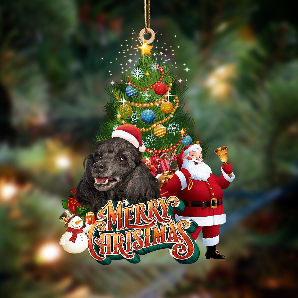 Godmerch- Ornament- Poodle-Christmas Tree&Dog Hanging Ornament, Happy Christmas Ornament, Car Ornament