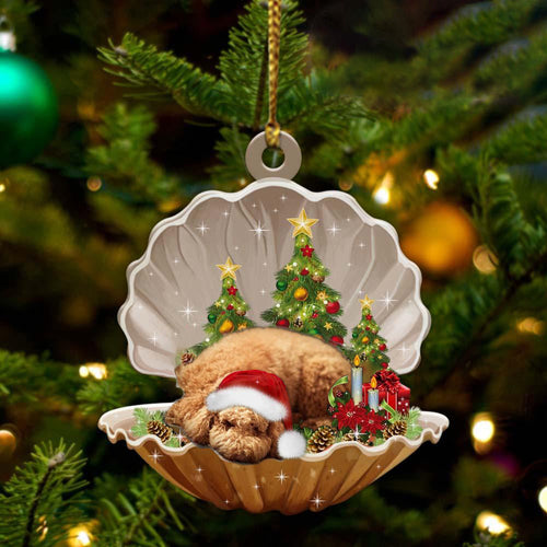 Ornament- Poodle-Sleeping Pearl in Christmas Two Sided Ornament, Happy Christmas Ornament, Car Ornament