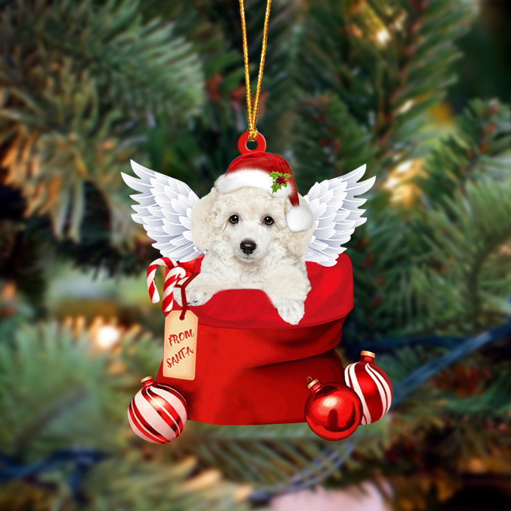 Poodle 02 Angel Gift From Santa Christmas Ornament, Dog Flat Acrylic Ornament