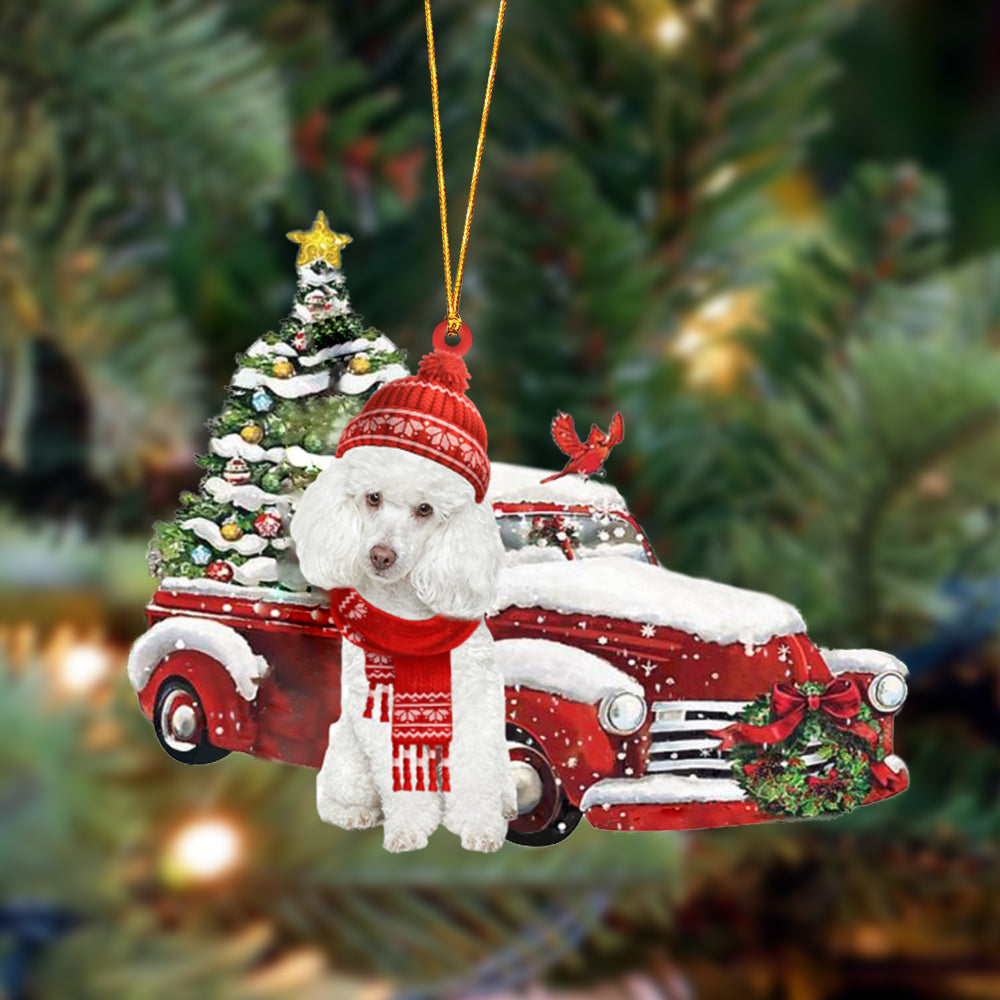 Godmerch- Ornament- Poodle 1-Christmas Car Two Sided Ornament, Happy Christmas Ornament, Car Ornament