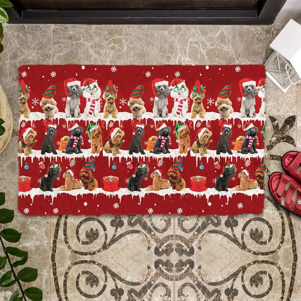 Poodle Snow Merry Christmas Doormat