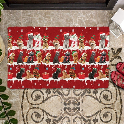Poodle Snow Merry Christmas Doormat
