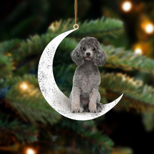 Poodle 2 Sit On The Moon Two Sided Ornament Dog Hanging Christmas Ornament