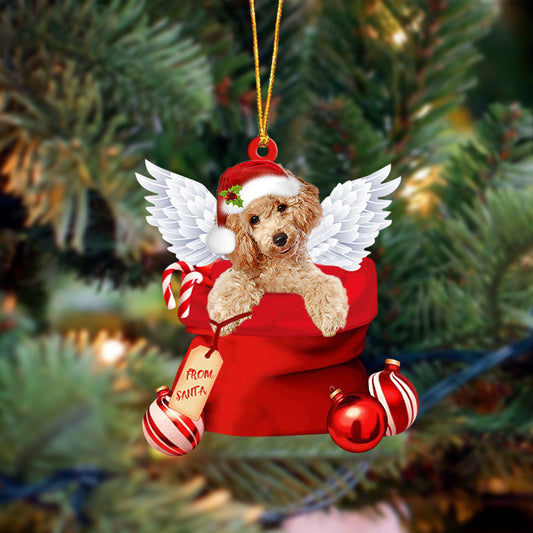 Poodle 2 Angel Gift From Santa Christmas Ornament, Dog Flat Acrylic Ornament