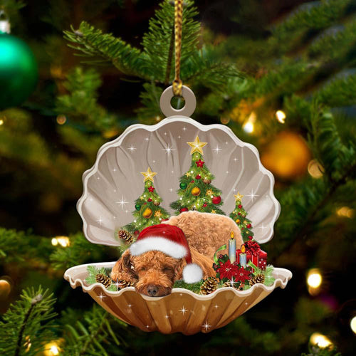 Ornament- Poodle3-Sleeping Pearl in Christmas Two Sided Ornament, Happy Christmas Ornament, Car Ornament